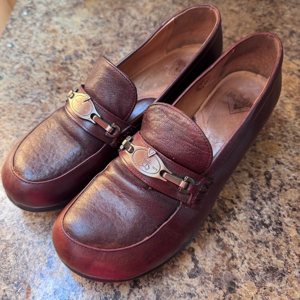 Discontinued Hopes Bright Side Plum Leather Loafers with Silver Accents - 9.5